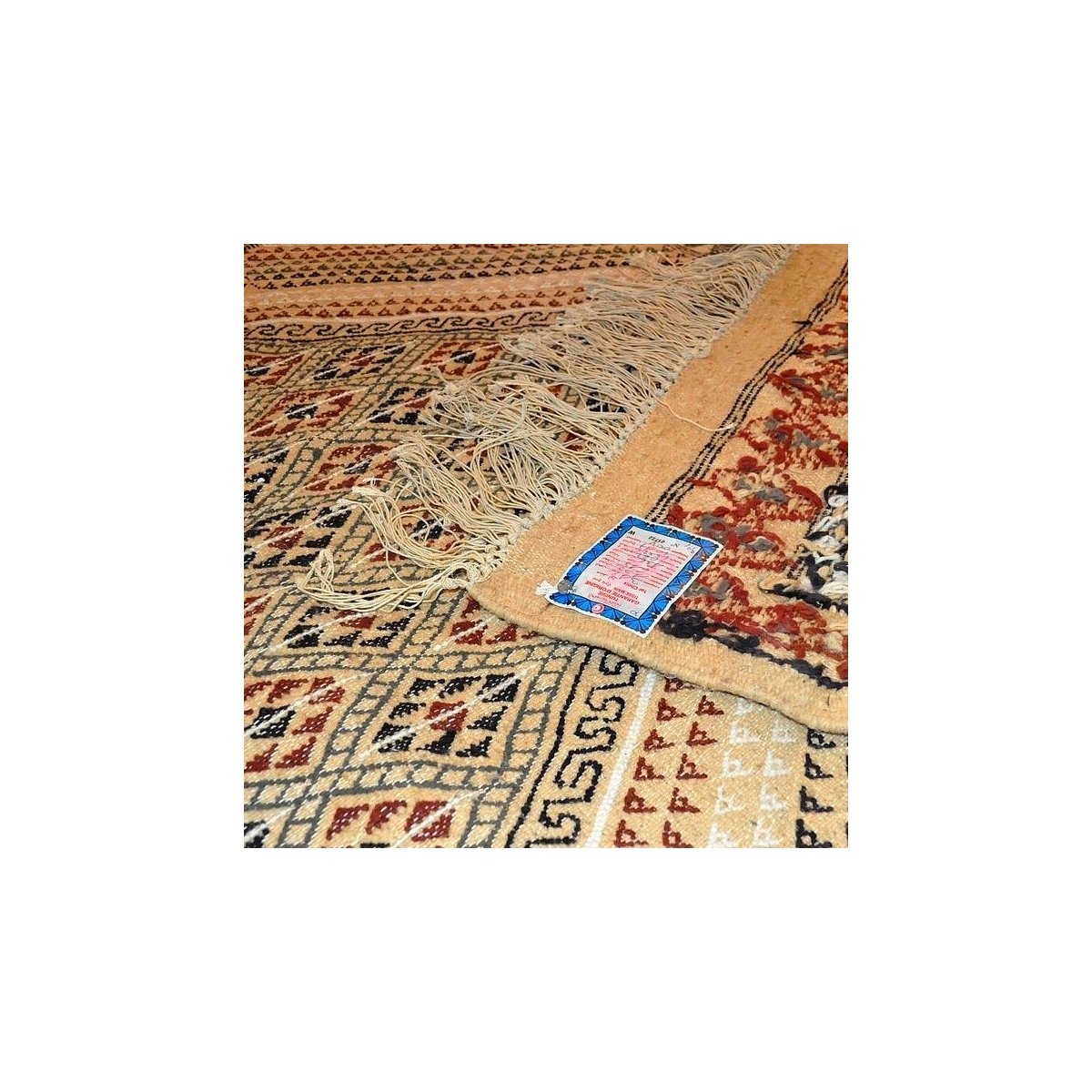 Berber carpet Large Rug Margoum Ledna 200x310 Beige (Handmade, Wool) Tunisian margoum rug from the city of Kairouan. Rectangular