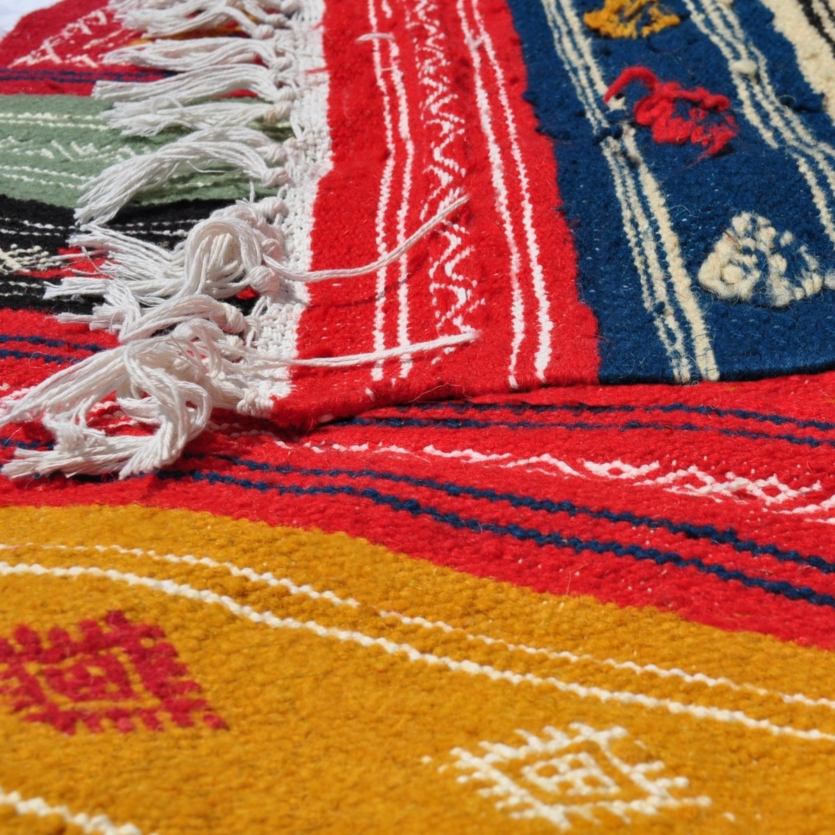 Berber carpet Rug Kilim long Rouhia 70x200 Multicolour (Handmade, Wool) Tunisian Rug Kilim style Moroccan rug. Rectangular carpe