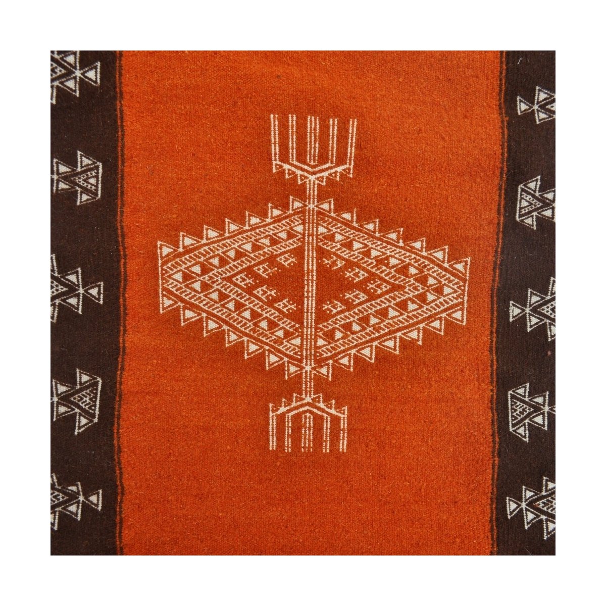 Berber Teppich Teppich Kelim Bouzid 95x170 Orange/Schwarz (Handgewebt, Wolle, Tunesien) Tunesischer Kelim-Teppich im marokkanisc