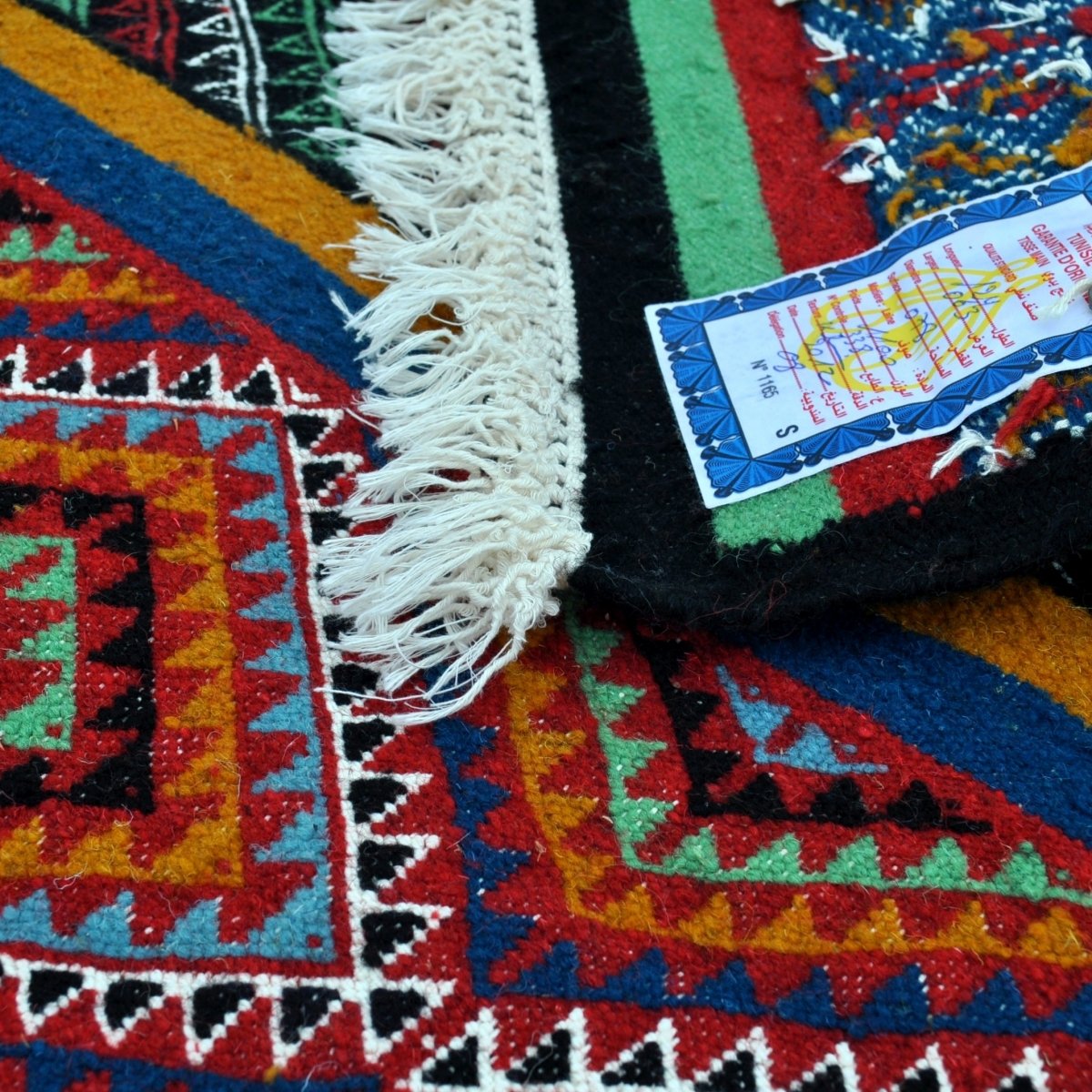 Berber Teppich Teppich Kelim Kef 60x110 Mehrfarben (Handgewebt, Wolle) Tunesischer Kelim-Teppich im marokkanischen Stil. Rechtec