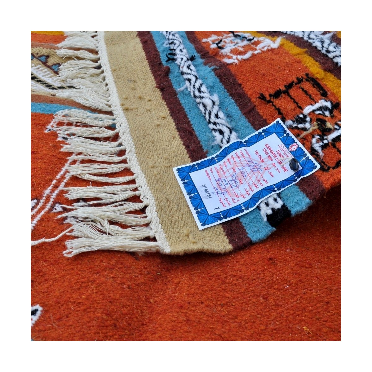 Tapete berbere Tapete Kilim Othman 110x180 Amarelo/Multicor (Tecidos à mão, Lã) Tapete tunisiano kilim, estilo marroquino. Tapet