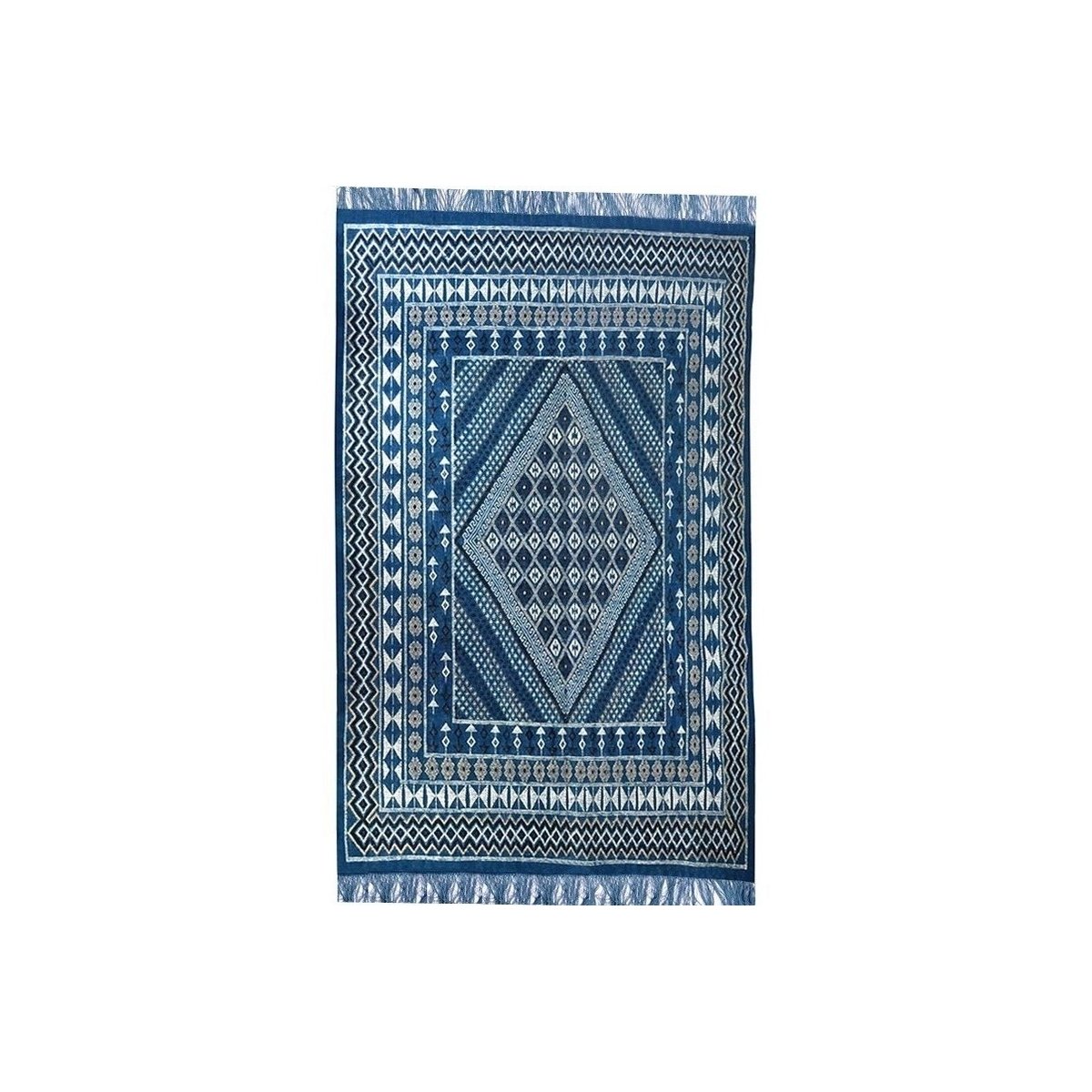Berber Teppich Großer Teppich Margoum Baraka 200x300 Blau (Handgefertigt, Wolle, Tunesien) Tunesischer Margoum-Teppich aus der S