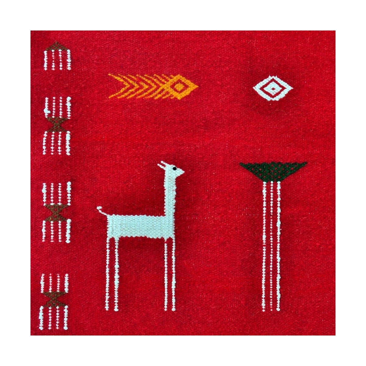 tappeto berbero Tappeto Kilim Tabarka 60x100 Rosso/Blu (Fatto a mano, Lana, Tunisia) Tappeto kilim tunisino, in stile marocchino