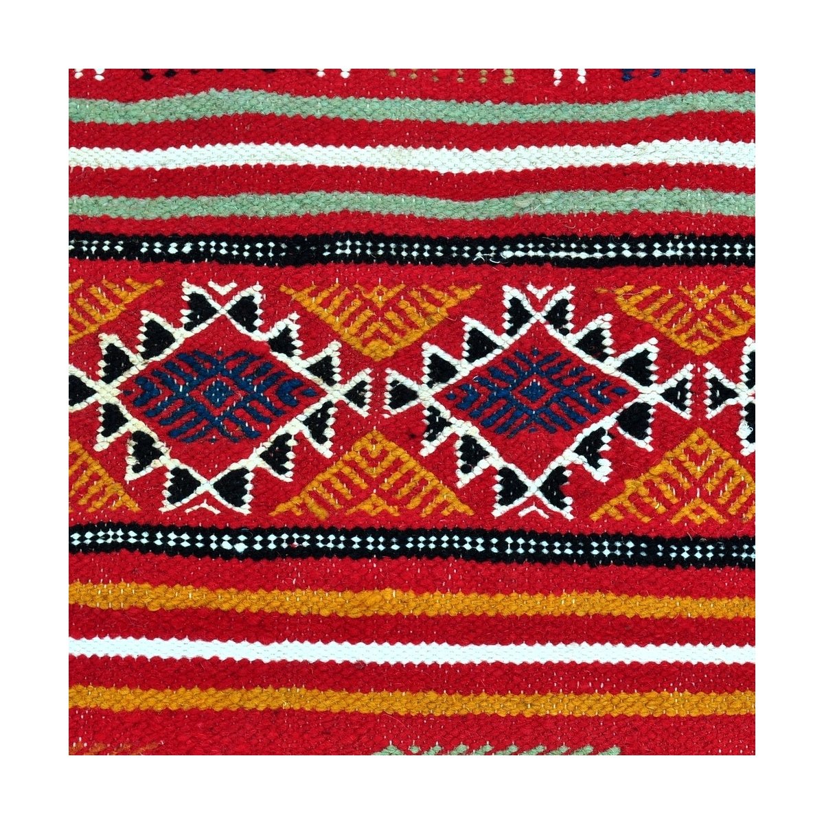 Berber carpet Rug Kilim long Tataouine 65x205 Red (Handmade, Wool, Tunisia) Tunisian Rug Kilim style Moroccan rug. Rectangular c