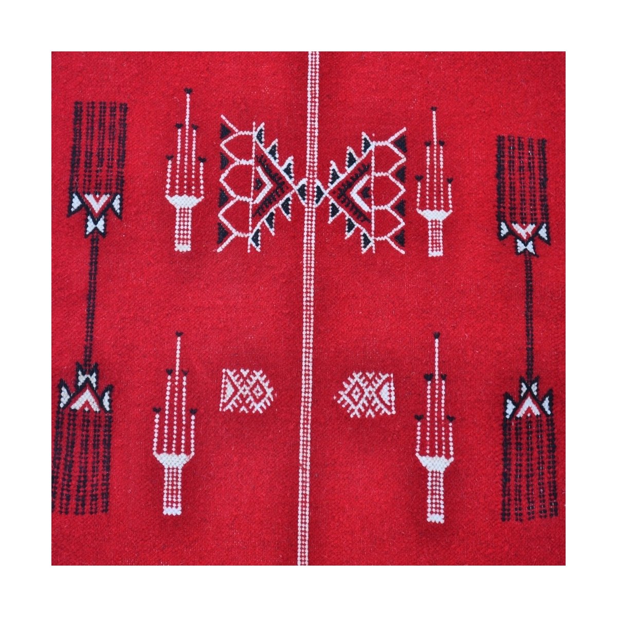 Tapete berbere Tapete Kilim longo Tbolba 65x290 Vermelho (Tecidos à mão, Lã, Tunísia) Tapete tunisiano kilim, estilo marroquino.
