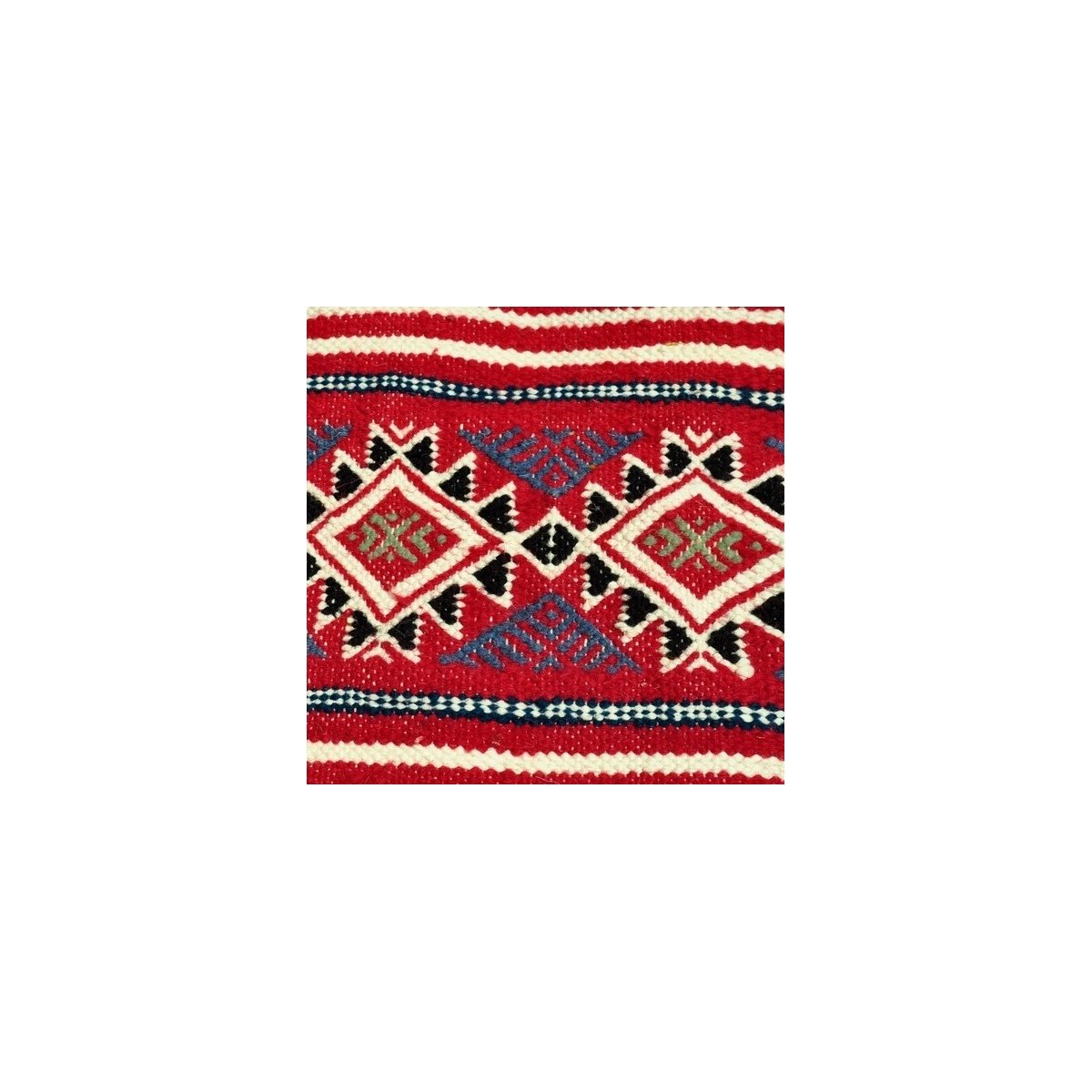 Berber Teppich Großer Teppich Kelim Mahres 110x200 Rot (Handgewebt, Wolle, Tunesien) Tunesischer Kelim-Teppich im marokkanischen