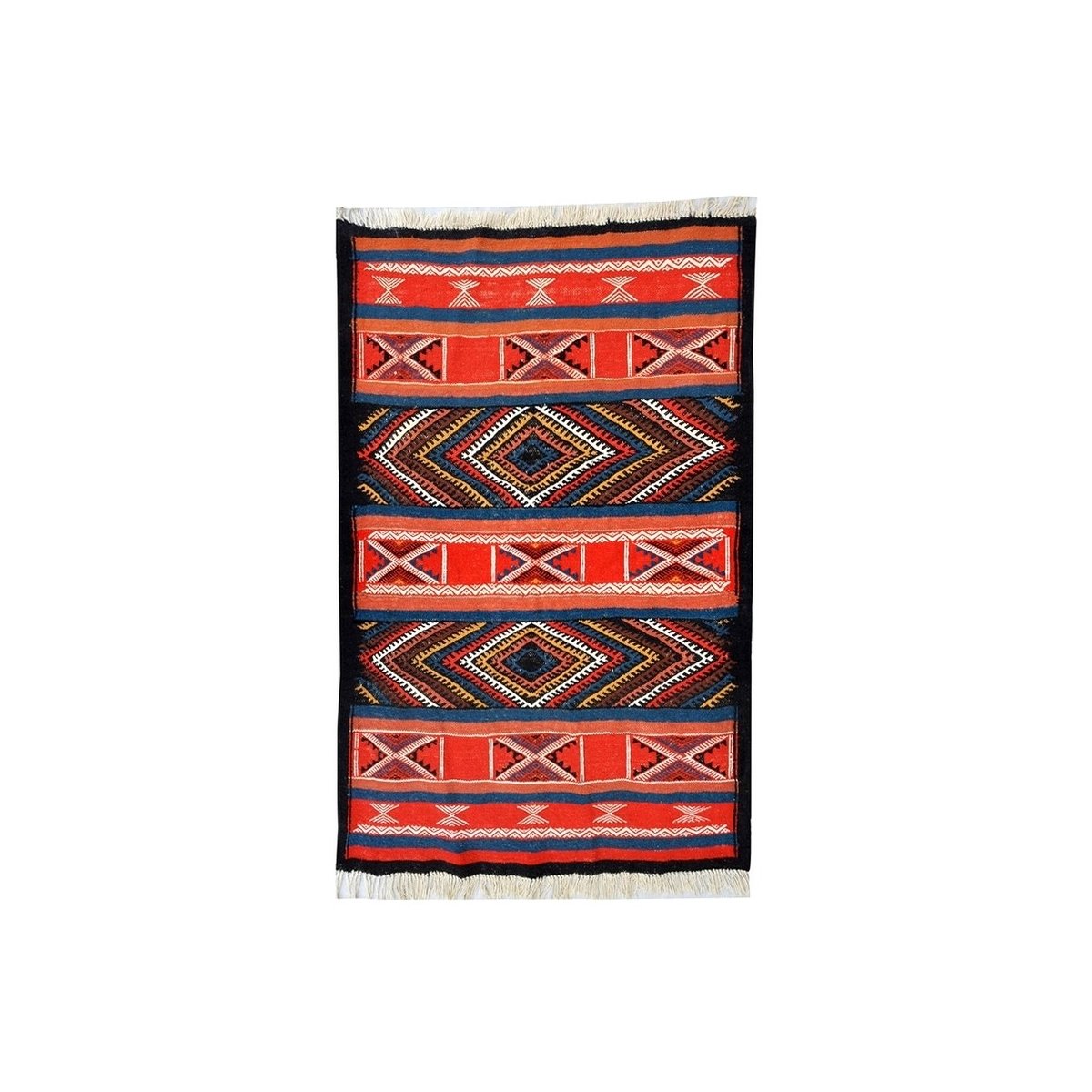 Tapis berbère Tapis Kilim Akil 77x105 Multicolore (Tissé main, Laine) Tapis kilim tunisien style tapis marocain. Tapis rectangul