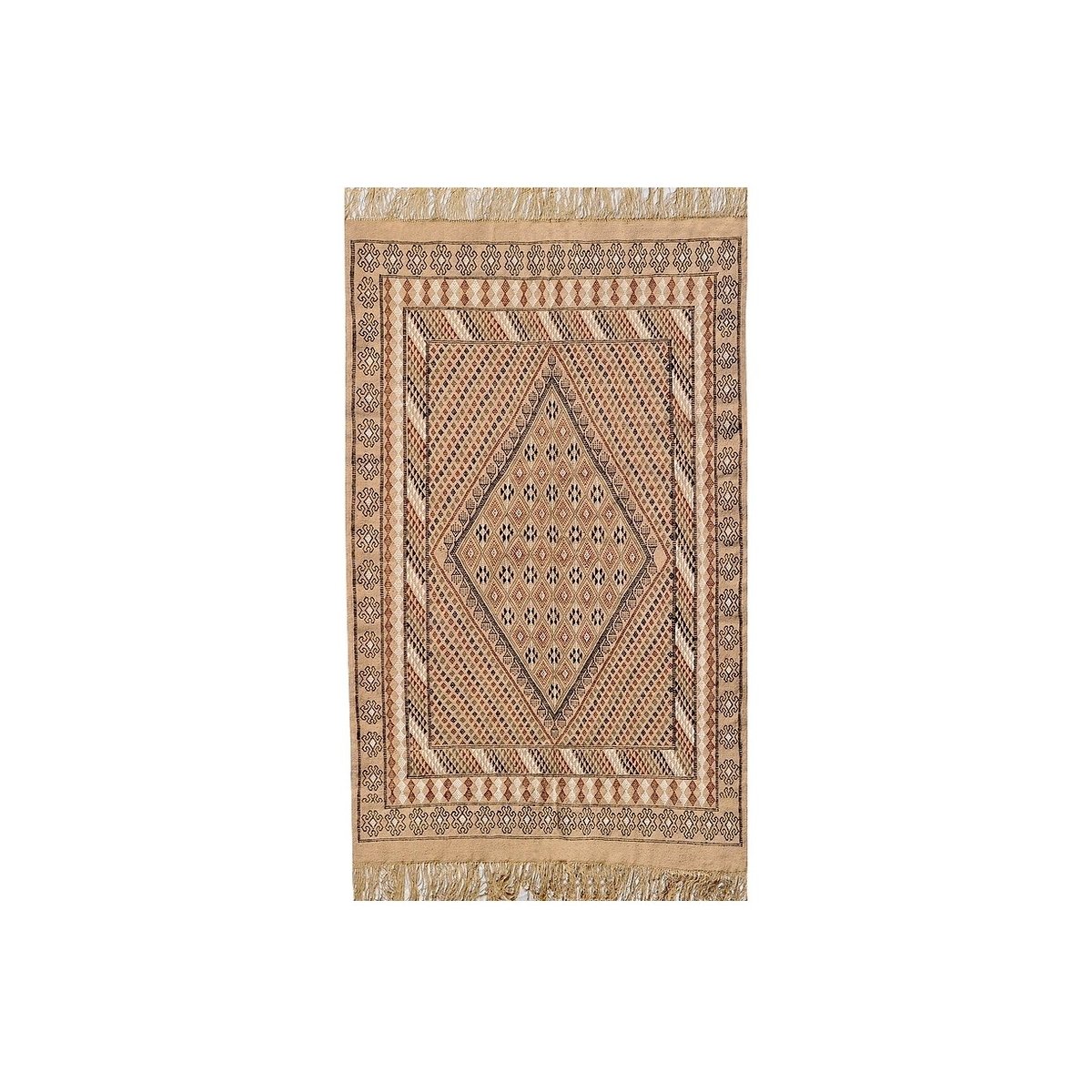 tappeto berbero Tappeto Margoum Bulla regia 110x200 Beige/Marrone (Fatto a mano, Lana) Tappeto margoum tunisino della città di K