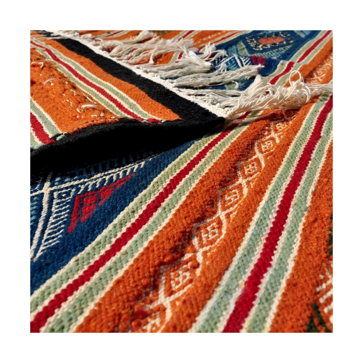 Tapis berbère Tapis Kilim carmona 110x150 Multicolore (Tissé main, Laine) Tapis kilim tunisien style tapis marocain. Tapis recta