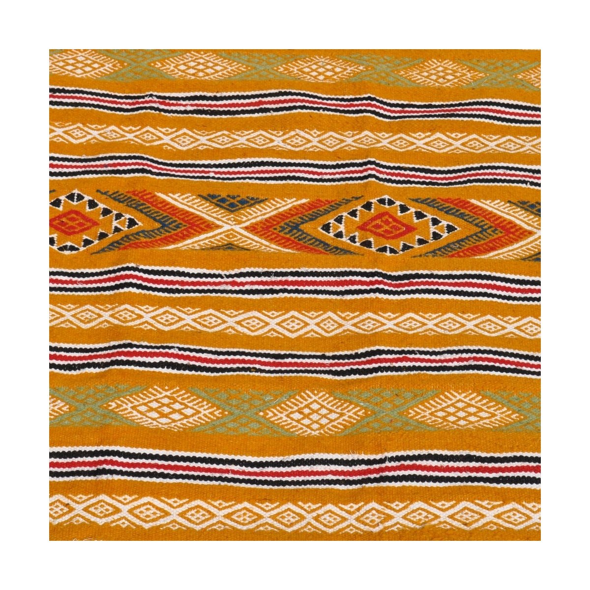 Berber carpet Rug Kilim Chemtou 145x250 Yellow/White (Handmade, Wool) Tunisian Rug Kilim style Moroccan rug. Rectangular carpet 