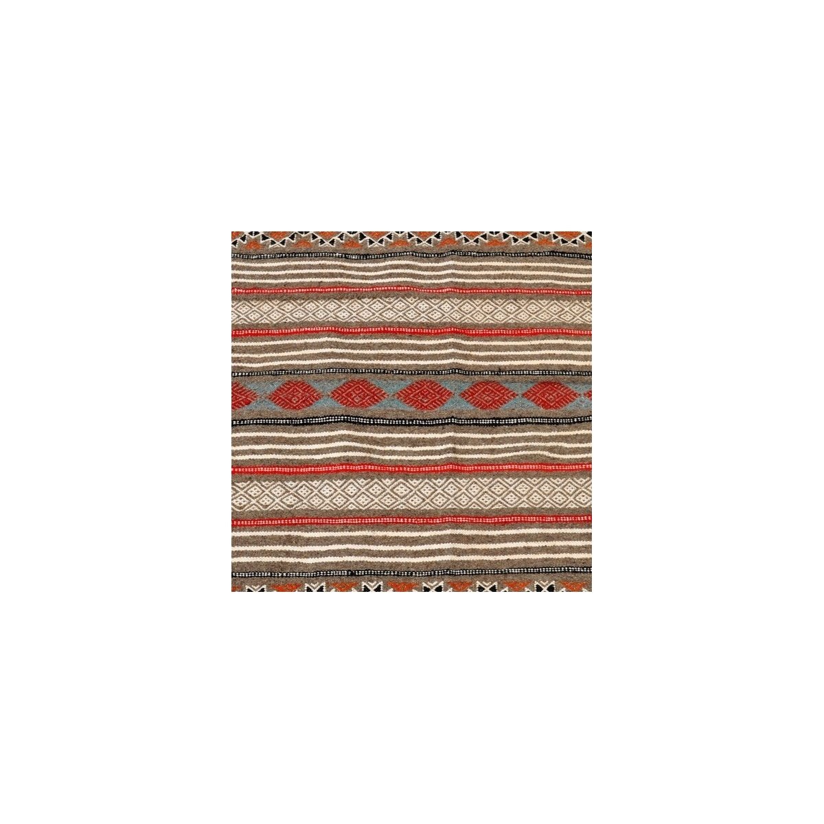 Tapis berbère Tapis Kilim El Borma 100x150Gris/Rouge/Bleu/Jaune (Tissé main, Laine) Tapis kilim tunisien style tapis marocain. T