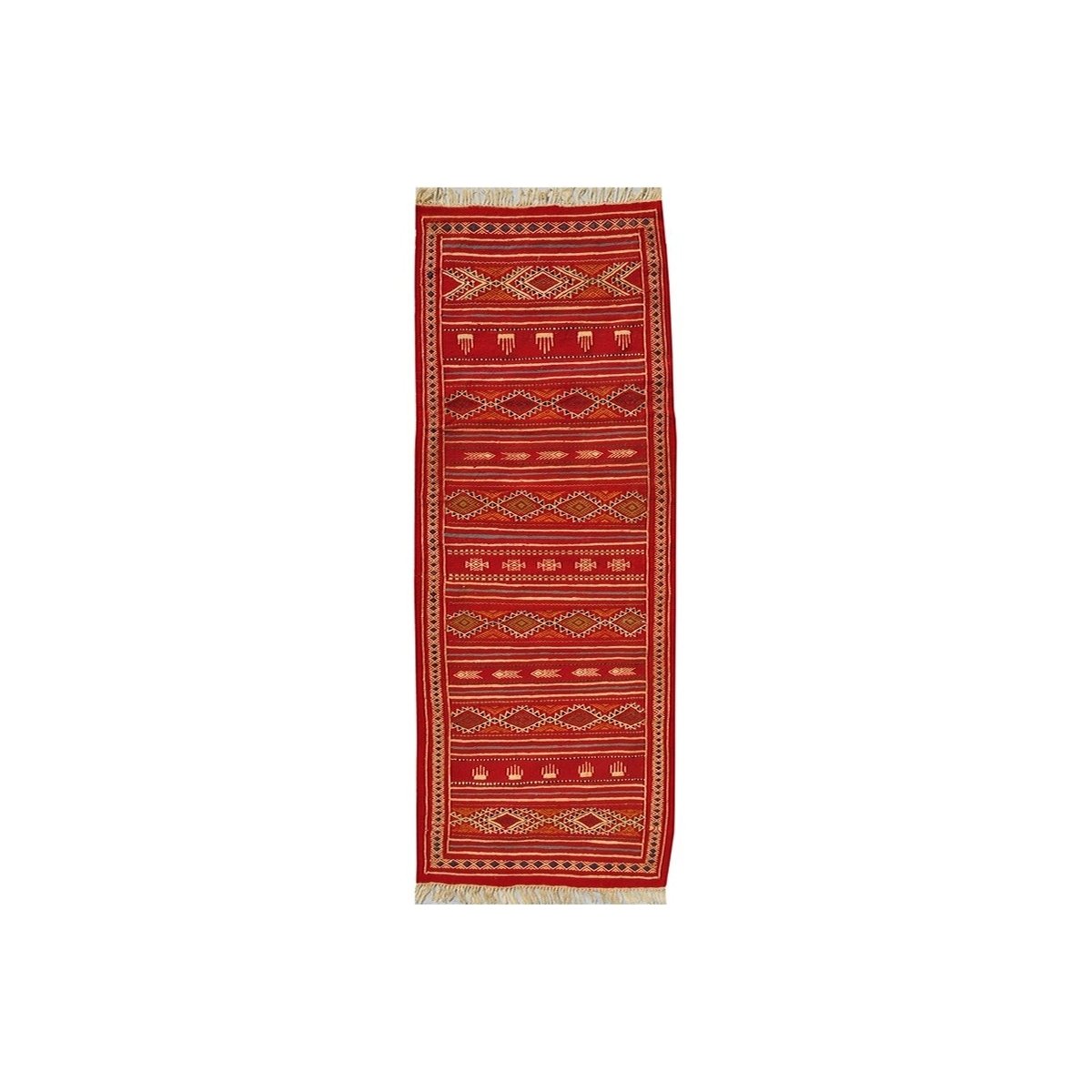 Tapete berbere Tapete Kilim longo Midoun 75x205 Multicor (Tecidos à mão, Lã) Tapete tunisiano kilim, estilo marroquino. Tapete r