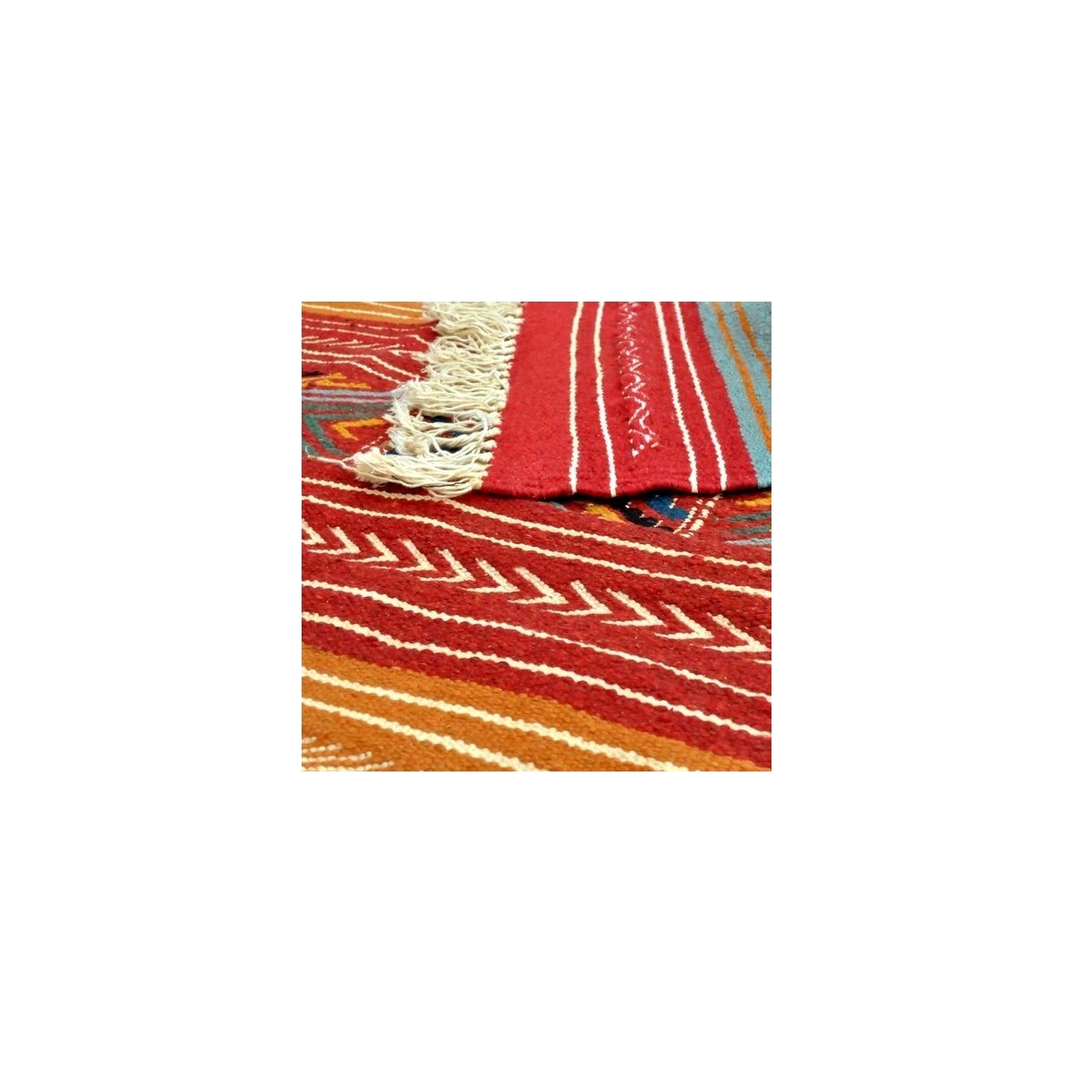 Tapis berbère Tapis Kilim Nafta 105x200 Multicolore (Tissé main, Laine, Tunisie) Tapis kilim tunisien style tapis marocain. Tapi