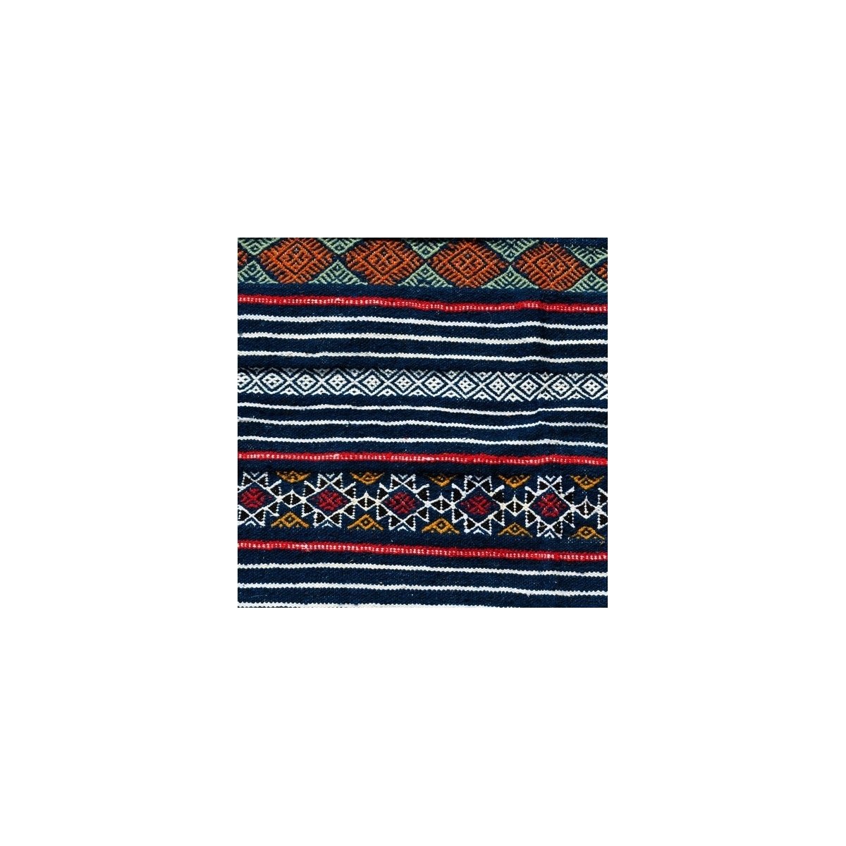 Tapete berbere Tapete Kilim Tej 98x140 Azul (Tecidos à mão, Lã, Tunísia) Tapete tunisiano kilim, estilo marroquino. Tapete retan