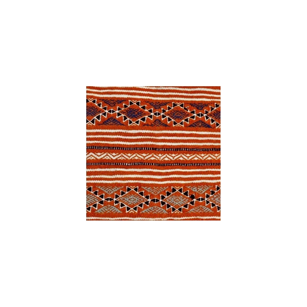 Berber Teppich Teppich Kelim Rached 110x195 Orange/Schwarz (Handgewebt, Wolle, Tunesien) Tunesischer Kelim-Teppich im marokkanis