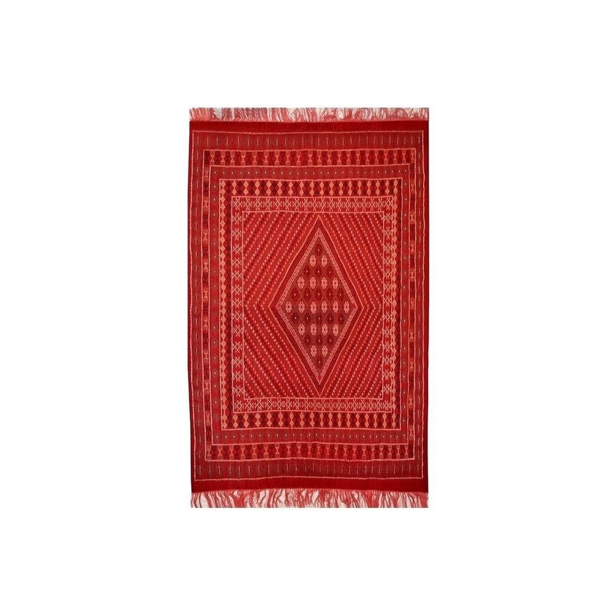 tappeto berbero Grande Tappeto Margoum Haouaria 205x290 Rosso (Fatto a mano, Lana, Tunisia) Tappeto margoum tunisino della città