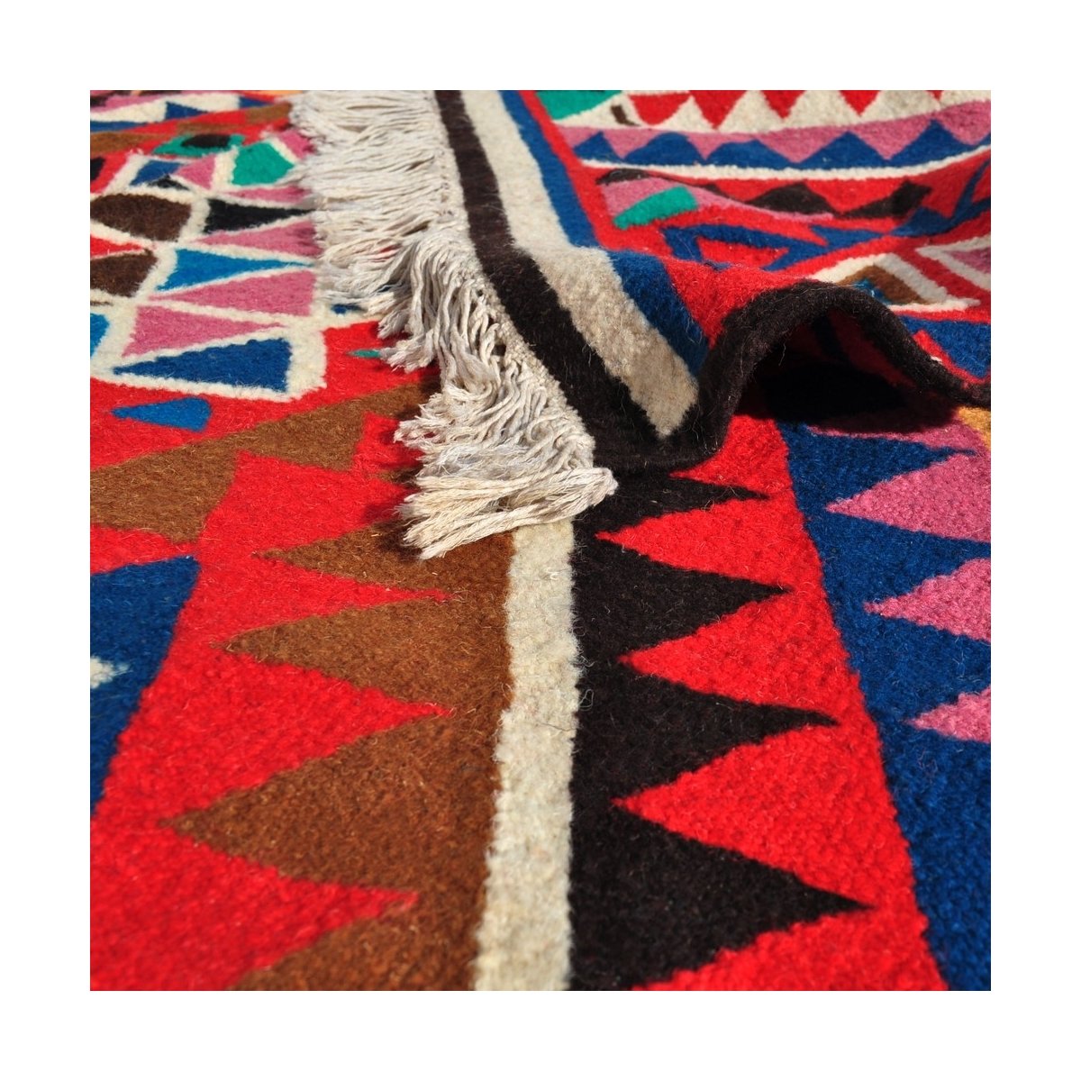 Tapis berbère Grand Tapis Kilim Sahar 150x250 Multicolore (Tissé main, Laine, Tunisie) Tapis kilim tunisien style tapis marocain