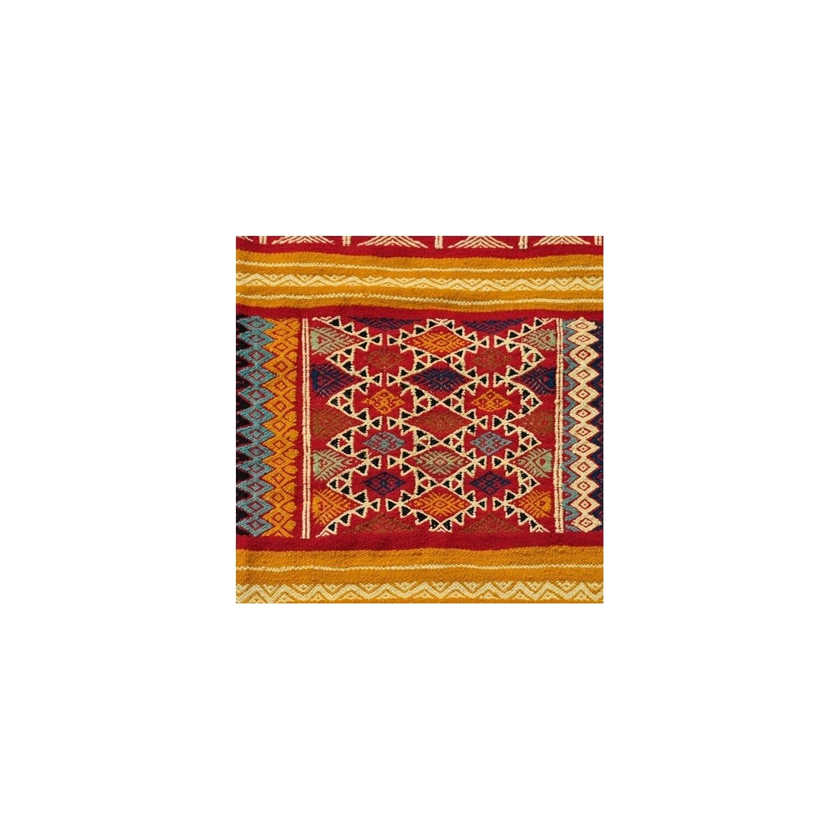 Berber Teppich Teppich Kelim Mthalith 140x250 Gelb/Mehrfarbig (Handgewebt, Wolle) Tunesischer Kelim-Teppich im marokkanischen St