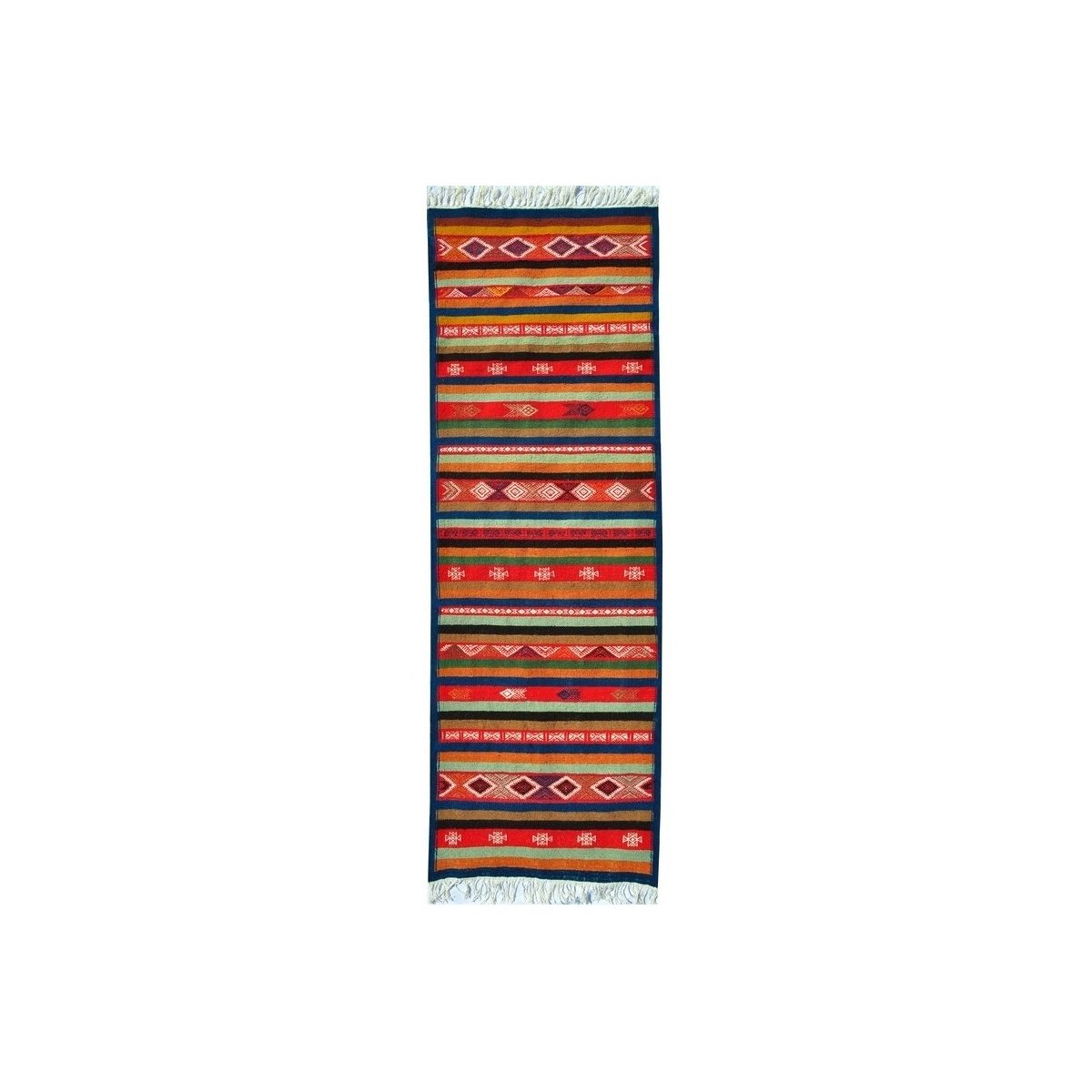 tappeto berbero Tappeto Kilim lungo Foudha 65x200 Multicolore (Fatto a mano, Lana) Tappeto kilim tunisino, in stile marocchino. 
