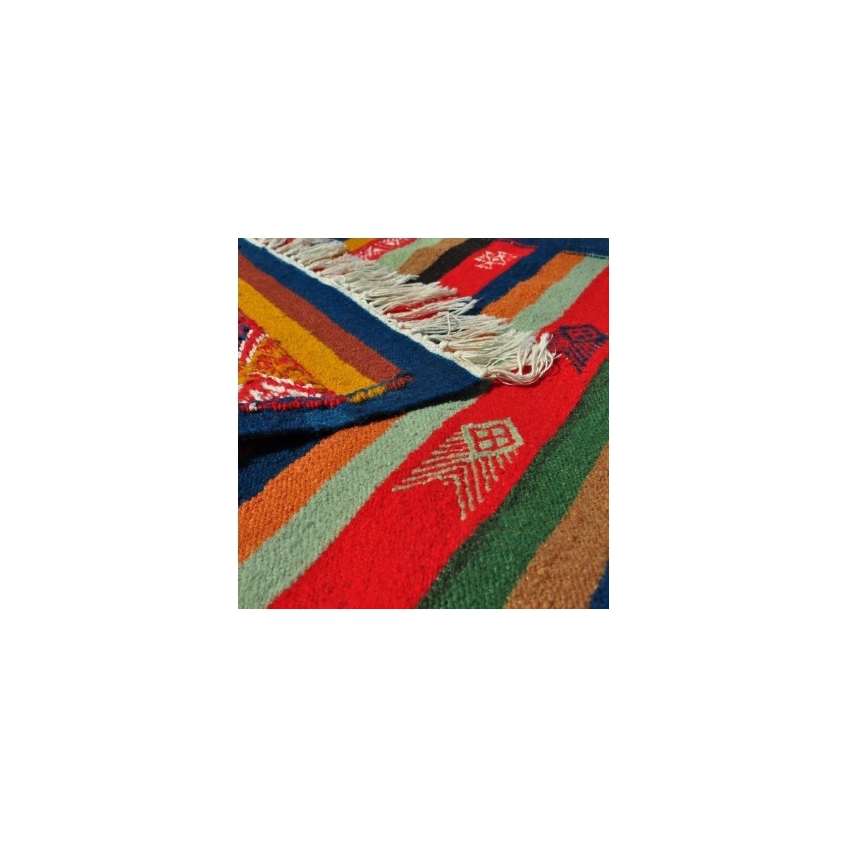 Tapete berbere Tapete Kilim longo Foudha 65x200 Multicor (Tecidos à mão, Lã) Tapete tunisiano kilim, estilo marroquino. Tapete r