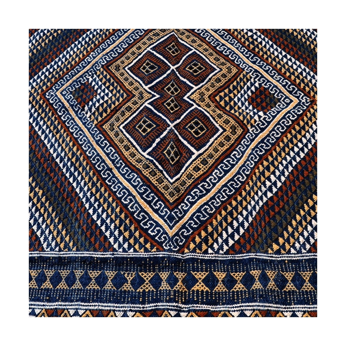 tappeto berbero Grande Tappeto Margoum Nahrawen 170x240 Blu (Fatto a mano, Lana, Tunisia) Tappeto margoum tunisino della città d