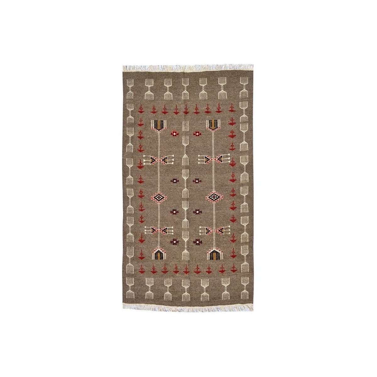 Berber Teppich Teppich Kelim Miskar 100x160 Grau (Handgewebt, Wolle) Tunesischer Kelim-Teppich im marokkanischen Stil. Rechtecki