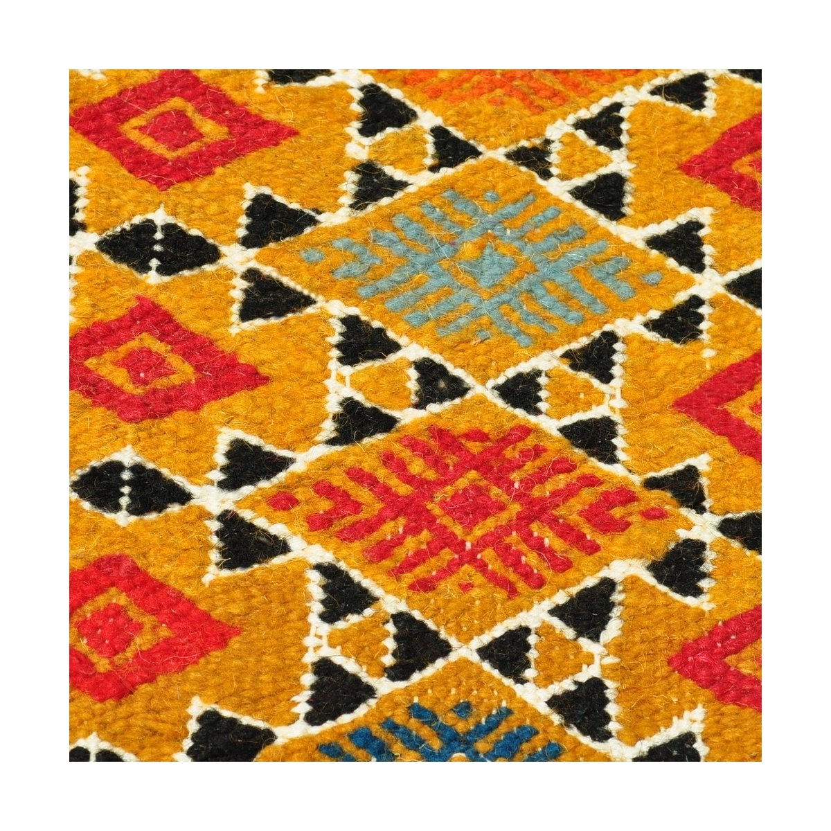 Berber carpet Rug Kilim long Jedeliene 60x210 Yellow (Handmade, Wool, Tunisia) Tunisian Rug Kilim style Moroccan rug. Rectangula