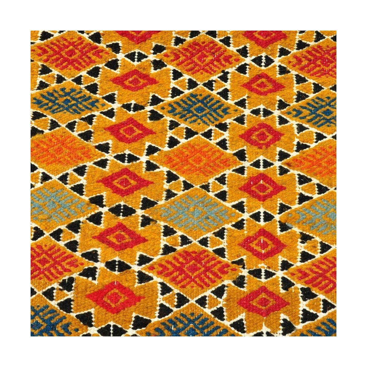 Berber tapijt Tapijt Kilim lang Jedeliene 60x210 Geel (Handgeweven, Wol, Tunesië) Tunesisch kilimdeken, Marokkaanse stijl. Recht