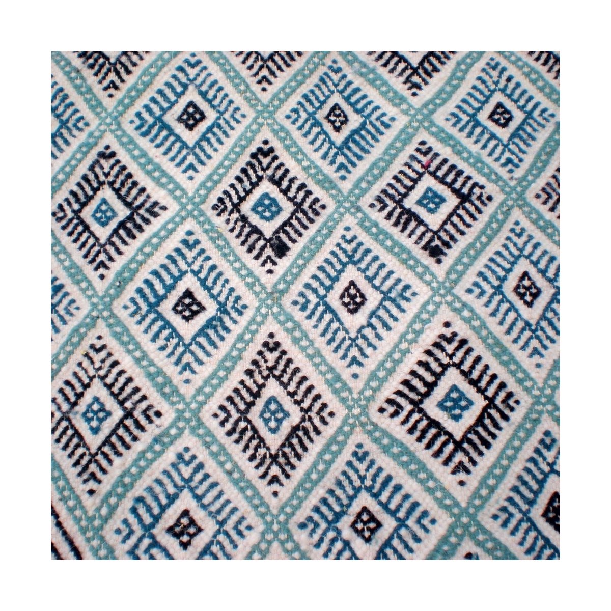 Berber tapijt Groot Tapijt Margoum Morjane 100x200 Blauw/Wit (Handgeweven, Wol, Tunesië) Tunesisch Margoum Tapijt uit de stad Ka