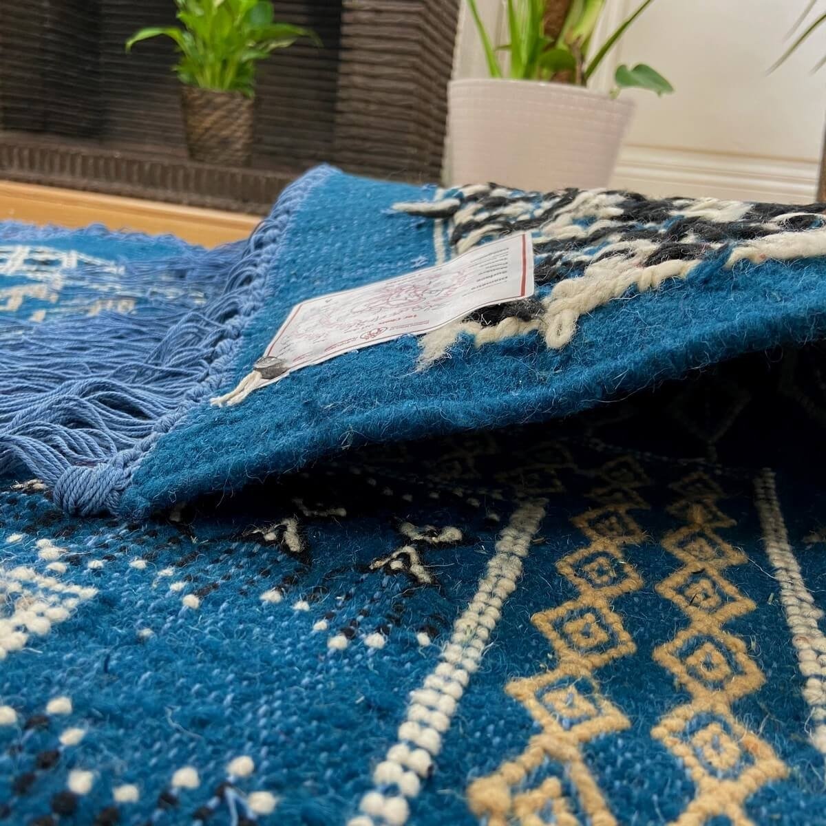 Berber carpet Rug Margoum Layth 186x320 cm Blue/White (Handmade, Wool, Tunisia) Tunisian margoum rug from the city of Kairouan. 