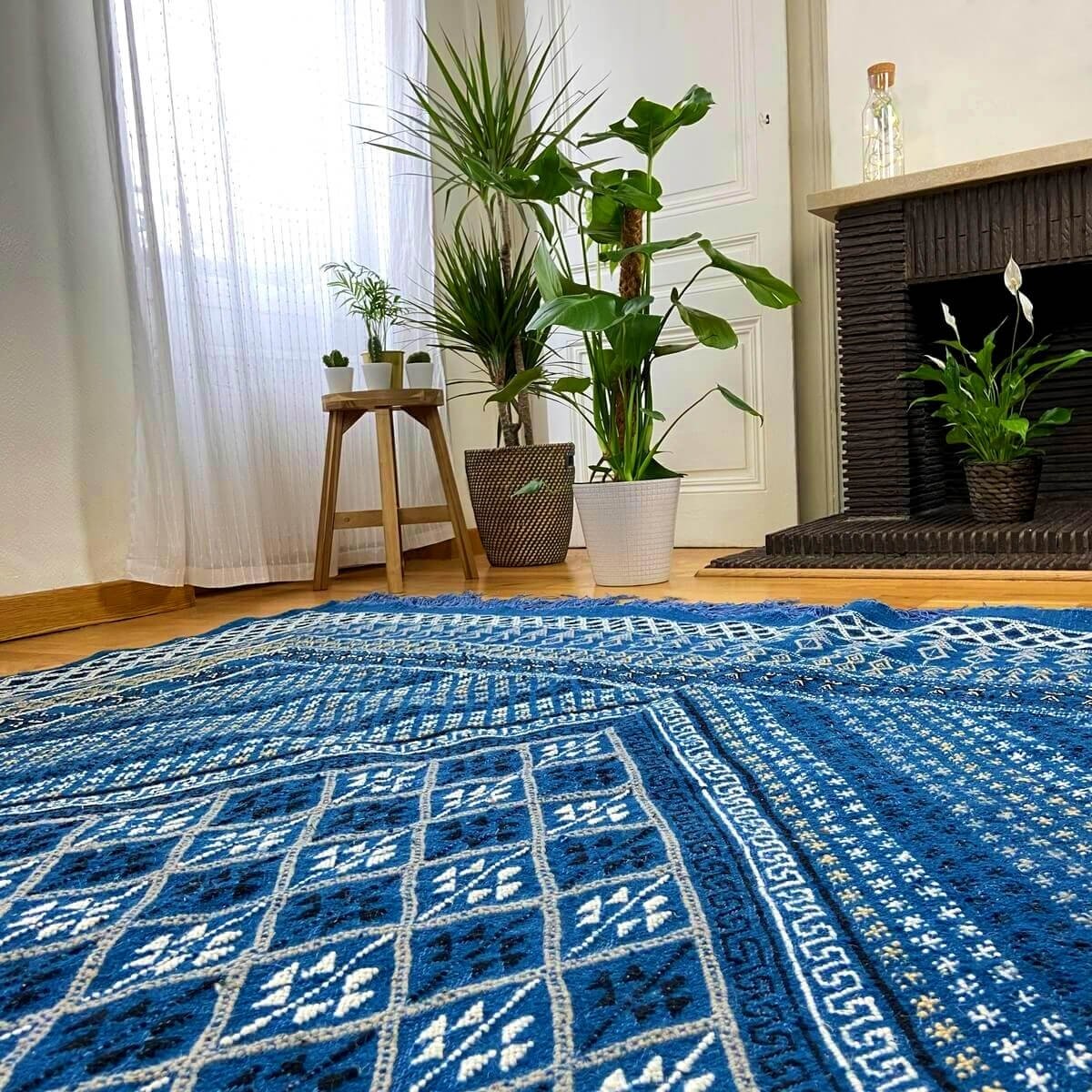 Berber Teppich Teppich Margoum Layth 186x320 cm Blau/Weiß (Handgefertigt, Wolle, Tunesien) Tunesischer Margoum-Teppich aus der S