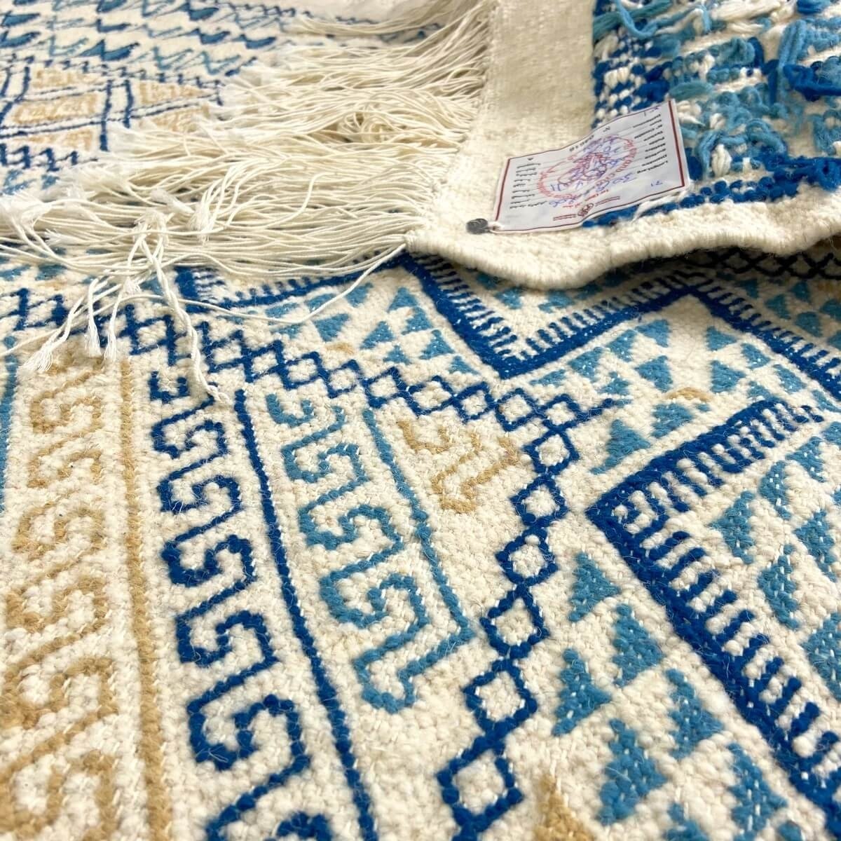 Berber tapijt Groot Tapijt Margoum Flouki 206x308 cm Blauw (Handgeweven, Wol, Tunesië) Tunesisch Margoum Tapijt uit de stad Kair
