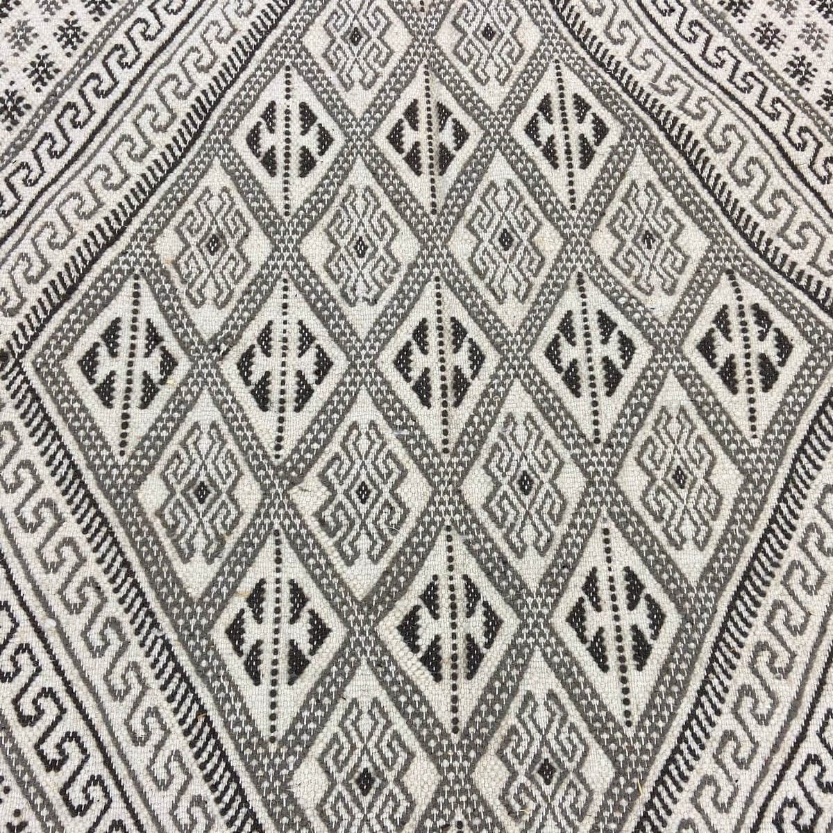 tappeto berbero Grande Tappeto Margoum Samssa 170x250 cm Nero Bianco Grigio (Fatto a mano, Lana, Tunisia) Tappeto margoum tunisi