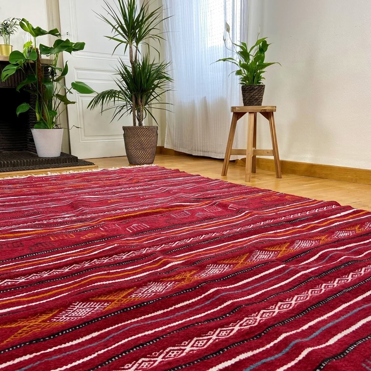 tappeto berbero Tappeto Kilim Luban 140x258 cm Rosso/Multicolore (Fatto a mano, Lana) Tappeto kilim tunisino, in stile marocchin