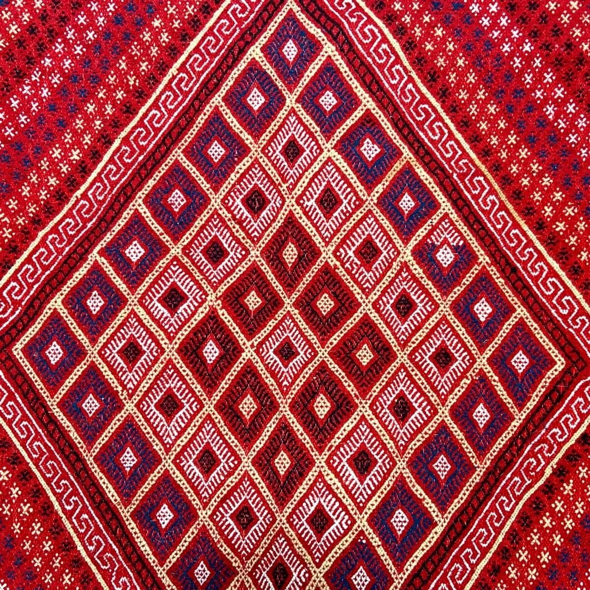 tappeto berbero Tappeto Margoum Azid 128x200 Rosso (Fatto a mano, Lana) Tappeto margoum tunisino della città di Kairouan. Tappet