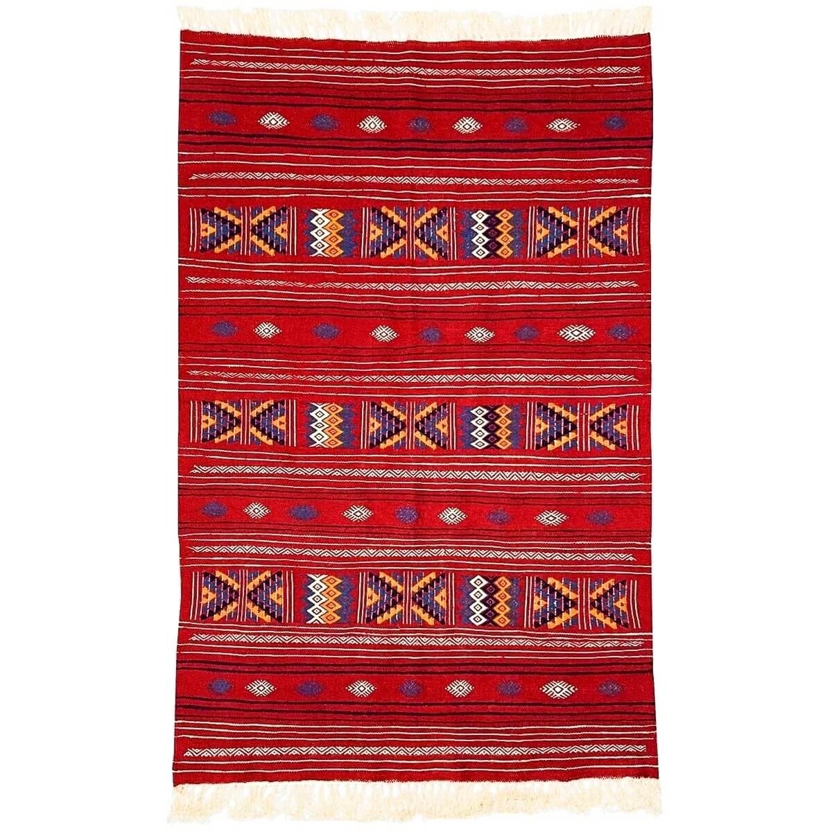 tappeto berbero Tappeto Kilim Melkhail 112x176 cm Rosso/Multicolore (Fatto a mano, Lana) Tappeto kilim tunisino, in stile marocc