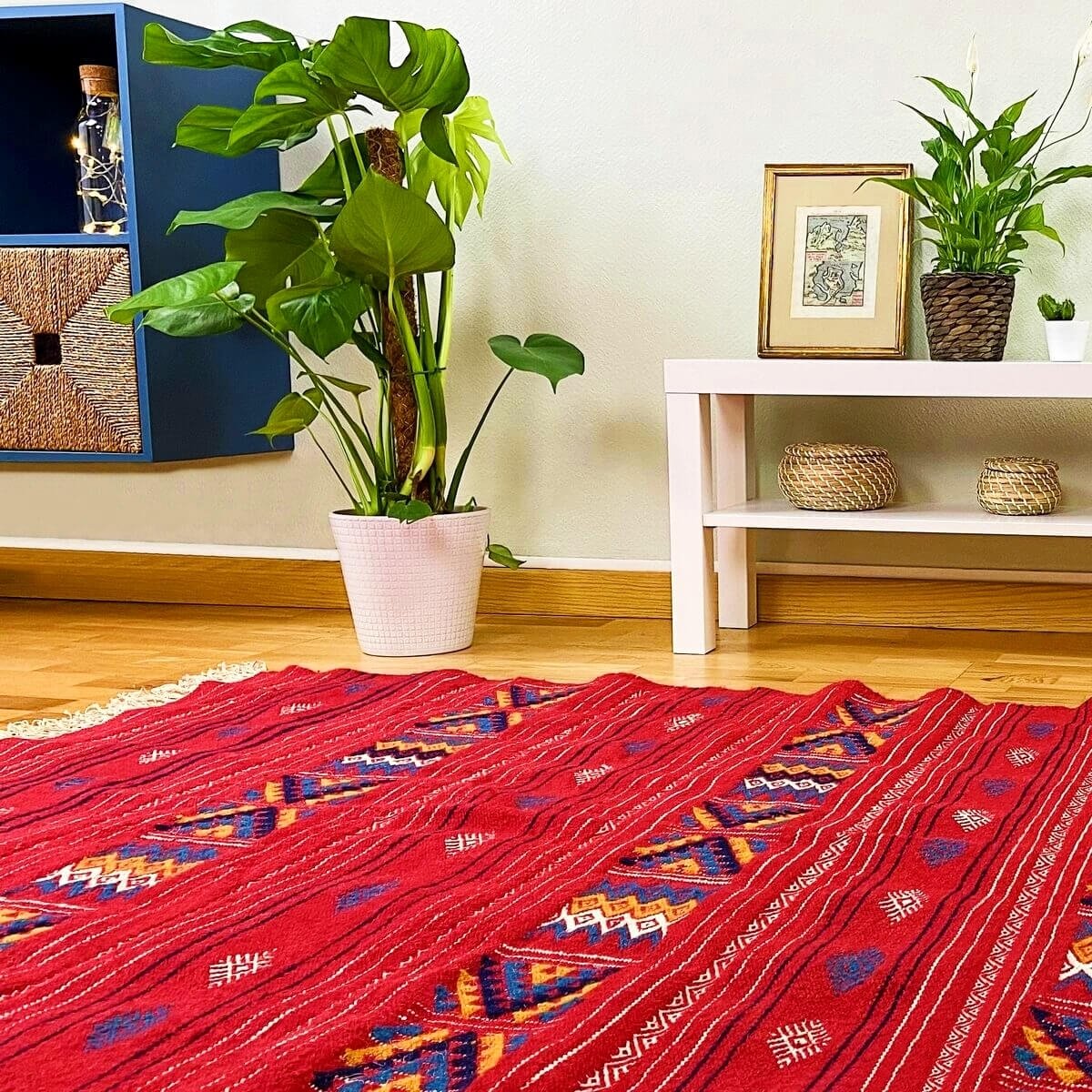 Berber carpet Rug Kilim Melkhail 112x176 cm Red/Multicolour (Handmade, Wool) Tunisian Rug Kilim style Moroccan rug. Rectangular 
