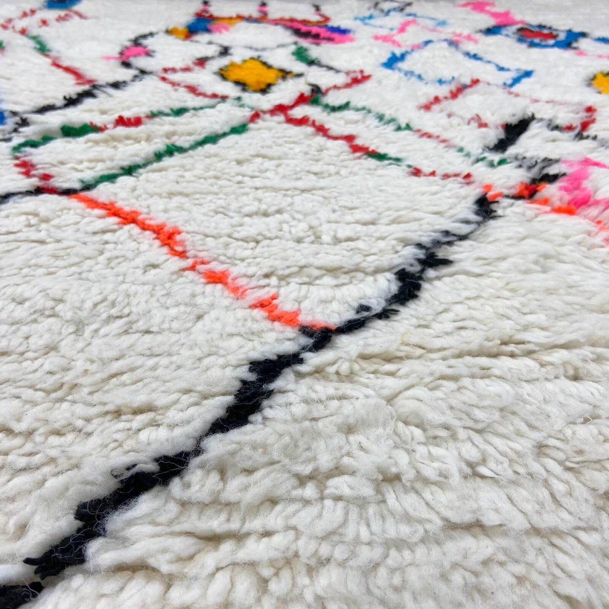 tappeto berbero Tappeto Azilal Yemasten 170x290 cm Bianco/Multicolore (Fatto a mano, Lana, Marocco) Tappeto margoum tunisino del