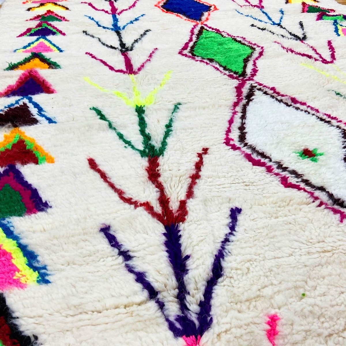 Berber carpet Rug Azilal Uba 148x232 cm White/Multicolored (Handmade, Wool, Morocco) Tunisian margoum rug from the city of Kairo