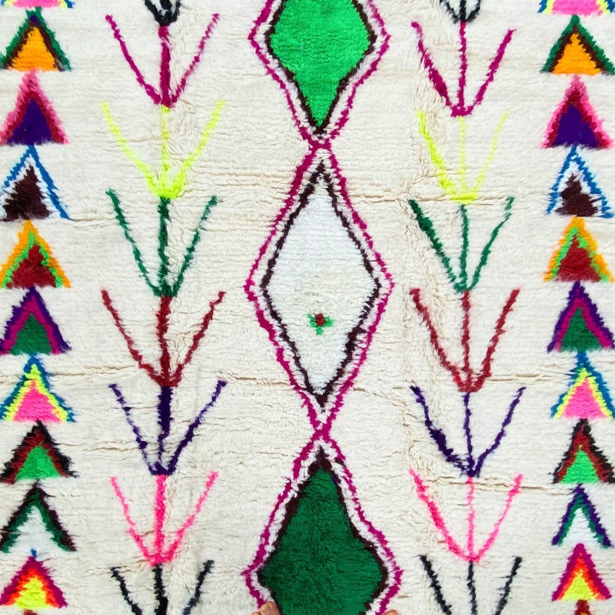 tappeto berbero Tappeto Azilal Uba 148x232 cm Bianco/Multicolore (Fatto a mano, Lana, Marocco) Tappeto margoum tunisino della ci