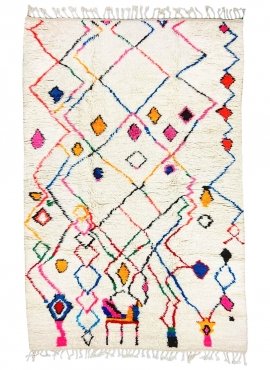 Berber tapijt Vloerkleed Azilal Yemasten 170x290 cm Wit/Veelkleurig (Handgeweven, Wol, Marokko) Tunesisch Margoum Tapijt uit de 