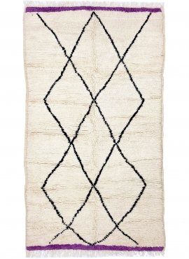 Berber carpet Rug Beni Ouarain Ranoa 145x230 cm White and Black (Handmade, Wool, Morocco) Tunisian margoum rug from the city of 