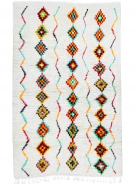 Berber carpet Rug Azilal Azwaw 160x255 White/Multicolored (Handmade, Wool, Morocco) Tunisian margoum rug from the city of Kairou