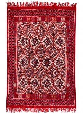 Berber tapijt Vloerkleed Margoum Badis 170x260 cm Rood (Handgeweven, Wol, Tunesië) Tunesisch Margoum Vloerkleed uit de stad Kair