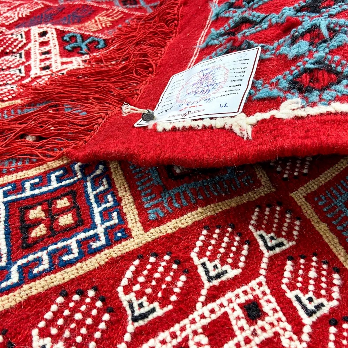 tappeto berbero Tappeto Margoum Badis 170x260 cm Rosso (Fatto a mano, Lana) Tappeto margoum tunisino della città di Kairouan. Ta