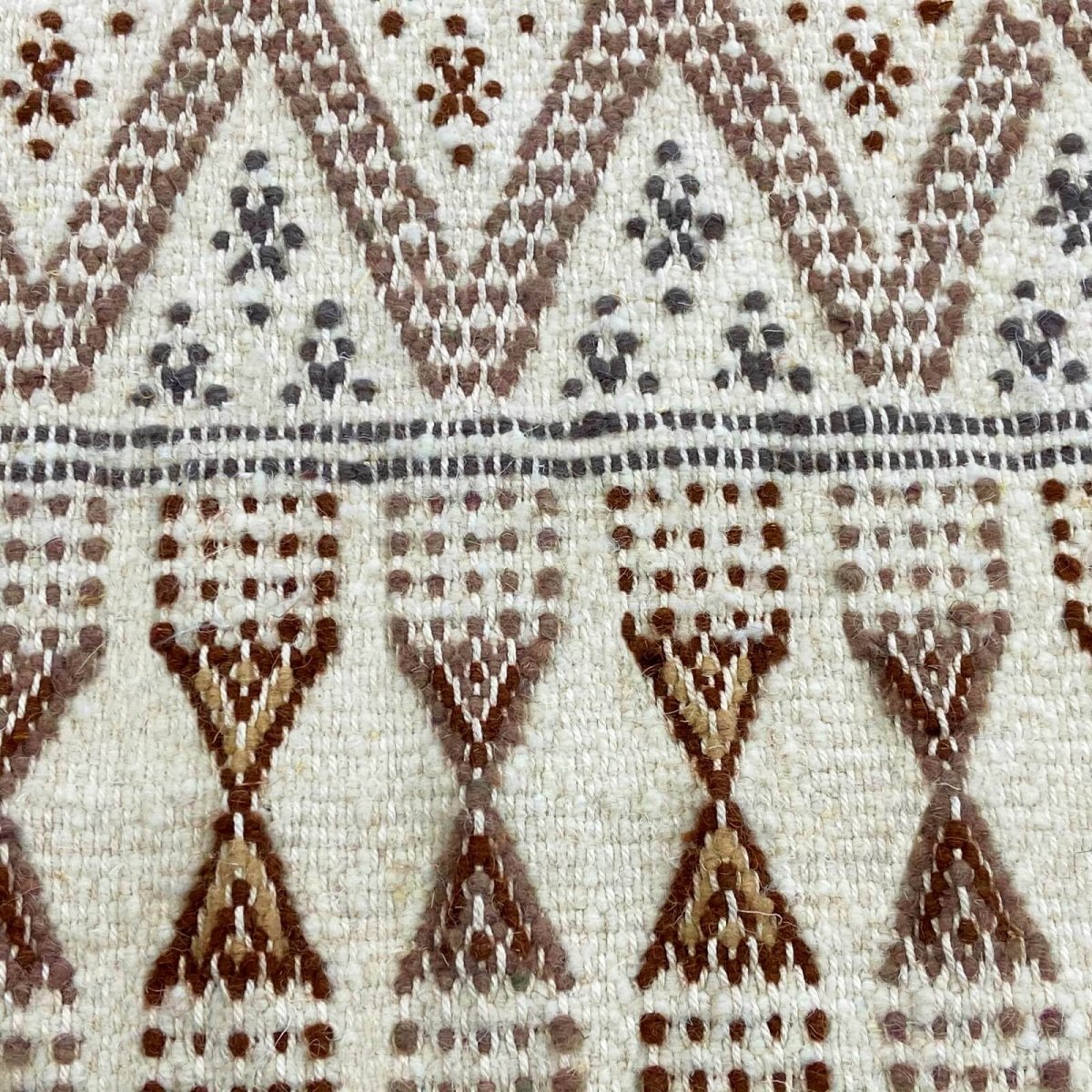 Berber Teppich Teppich Margoum95x275 cm Weiss/Braun | Handgefertigt, Wolle, Tunesien Tunesischer Margoum-Teppich aus der Stadt K