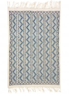 Berber Teppich Teppich Margoum 120x190 Blau/Weiß |Handgefertigt, Wolle, Tunesien Tunesischer Margoum-Teppich aus der Stadt Kairo