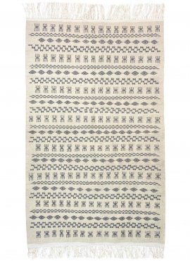Berber carpet Rug Kilim Douja 121x200 White Yellow Gray (Handmade, Wool, Tunisia) Tunisian Rug Kilim style Moroccan rug. Rectang