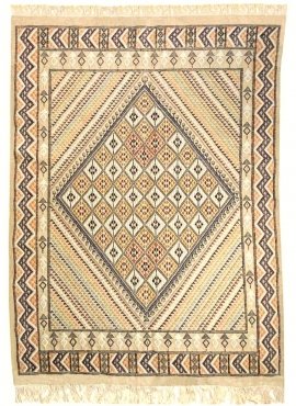 Berber Teppich Großer Teppich Margoum Gezzal 157x257 Beige (Handgefertigt, Wolle, Tunesien) Tunesischer Margoum-Teppich aus der 