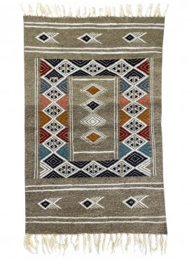 Tapis berbère Tapis Kilim Hekku 60x98 Gris (Tissé main, Laine, Tunisie) Tapis kilim tunisien style tapis marocain. Tapis rectang